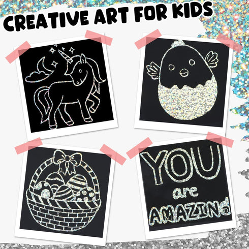 ZMLM 165 Holographic Silver Scratch Mini Art Notes, Magic Scratch Paper Art Card Toy for Kids Birthday Party