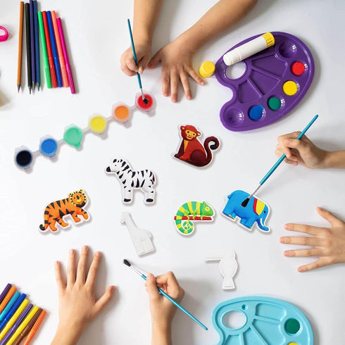 Funto Animal Painting Kit for Kids, 27 PCS Arts and Crafts Set, Paint Your Own Figurines with Magnet