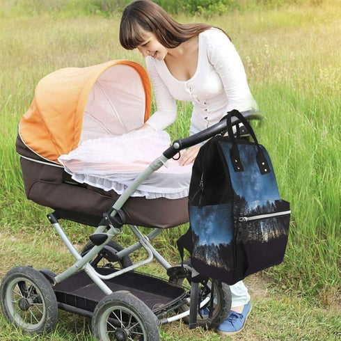 QSMJKLD Backpack Mommy Daypack Night sky Diaper Bag with Changing Pad, Pacifier Holder - Multifunction Travel Nappy