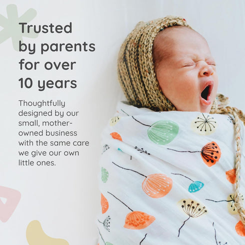 2 Pack 100% 47x47 Inches, Margaux & May Organic Muslin Swaddle Blankets - Organic, Large Breathable Baby Blankets, Pink