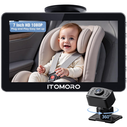 Itomoro Rear Facing Mirrors, 7'' HD 1080P Baby Car Camera, Infrared Night