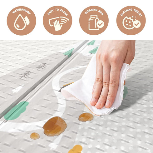 59"x59" 0.4" Tummy 59 inch ZEEBABA Baby Play Mat, Foldable & Reversable Large Baby Mat, Thick Waterproof Foam Play Mat