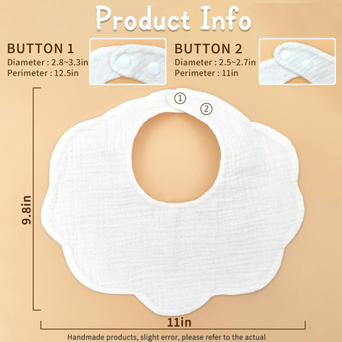 8 Pack EllieHouse Baby Bibs for Girls Boys Muslin Drool Teeth Drooling Teething Bibs Muslin Cotton for Toddler Infant