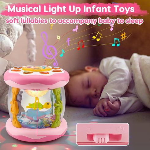 0-6 Tummy 0-3 4 5 6 7 8 9 6-12 1 Baby Girls Toys Months Ocean Projector Rotating Musical Light Up Time Toy Infant