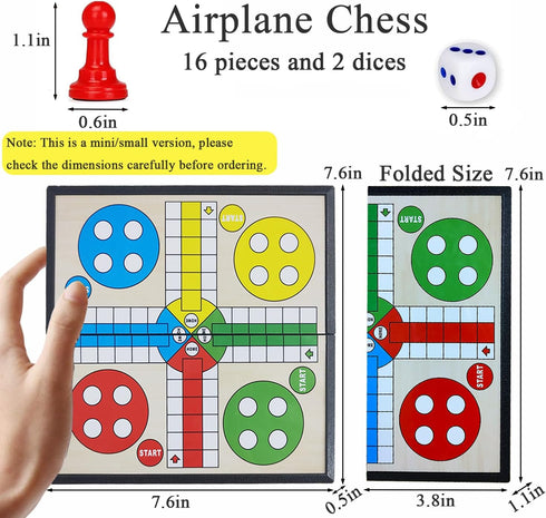 Set, (7.64 7.64 inches) KIDAMI Mini Magnetic Ludo Travel Board Game Folding Design and Light-Weight, Gift for Kids