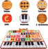 26 1 2 3 Bluejay Baby Piano Mat, Musical Keyboard Learning Toys with Letters, Electronic Music Animal Touch Play Mat