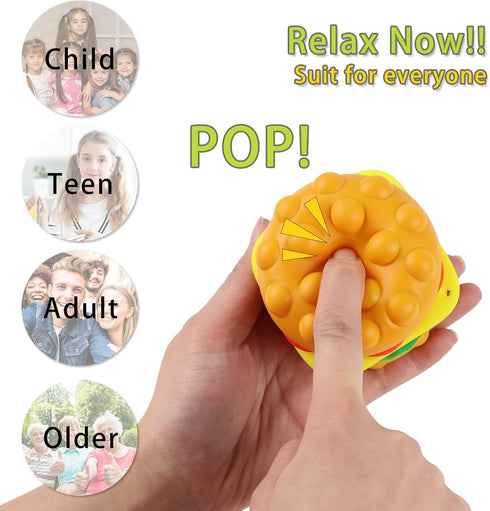 Anboor Pop Fidget Toys, 3D Silicone Hambergur Push Bubbles Sensory Toy for Kids Adults, Anxiety Stress Relief
