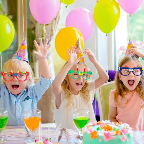 15 PCS Building Blocks Party Favors - DIY Creative Glasses for Kids Birthday Carnival Party Games Decorations