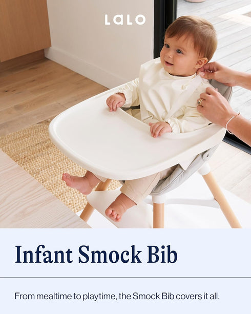 Lalo Smock Bib - Long Sleeve Bib for Infants and Toddlers - Elastic Cuffs, Large Catch-All Pocket, Waterproof Recycled