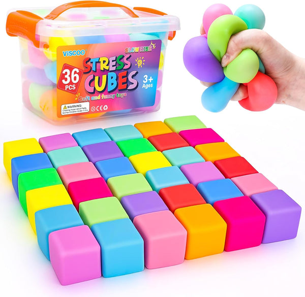 36 Pack Slow Rising Stress Cube, Dough Stress Balls Squishy Fidget Toys