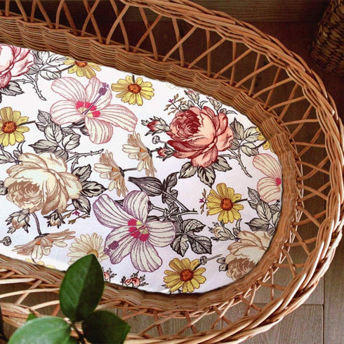Set Floral Crib Sheet & Nursing Pillow Cover for Baby Girls - Soft Jersey Cotton