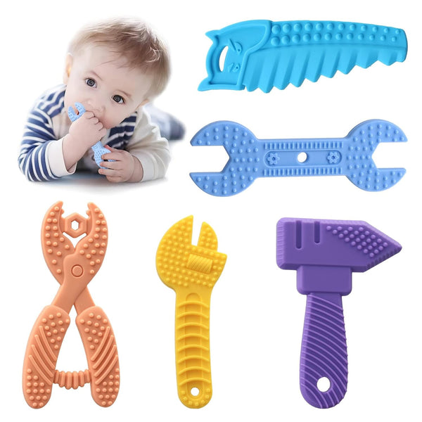 5PCS Baby Teething Toys, Silicone Sensory Teether Toys for Babies, Infant Toys 0-6 Months, BPA Free Chew Toy for
