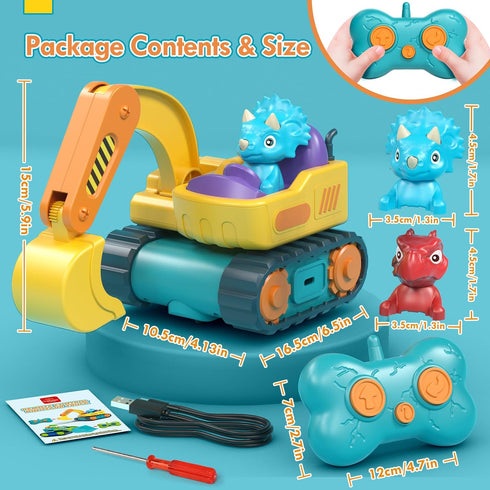 Lehoo Castle Remote Control Car for Toddlers, Rechargeable Excavator Toys for Boys Age 3-5