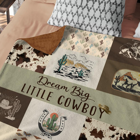 Western Baby Blanket, Cowboy Minky Blankets for Boys Girls, Nursery Room Decor, Soft Warm Lightweight Nursery Bed