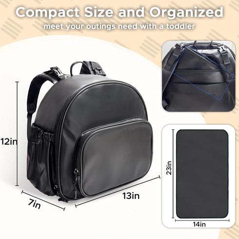 Backpack 180 Backpack 23"*14"Changing 2*Insulated Small Diaper with Opening, Small Diaper Bag with Pad, Pockets