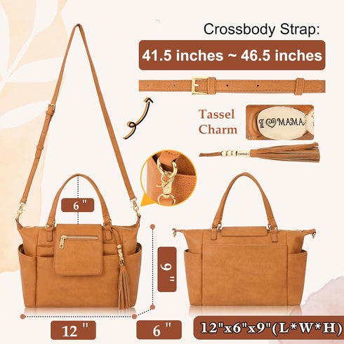 12 Strap,2 Omanmoli Small Diaper Bag,Mini Diaper Bag Tote, Leather Crossbody Diaper Clutch With Pocekts Diaper Purses