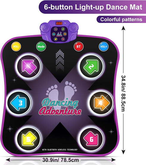 3-12 6-Button 5 3 4 5 6 7 8 9 10+ Flooyes Dance Mat Toys for Year Old Kids, Electronic Dance Pad with Light-up Wireless