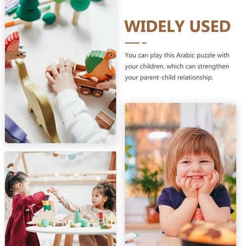 1 Set Wooden Arabic Alphabet Puzzle, Children's Montessori Educational Hand Grip Puzzle Game for Kids