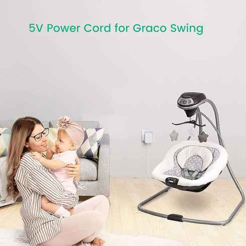 Power Cord Replacement for Graco DuetSoothe, Simple Sway Swing, Glider LX, DuoGlider, 5V Baby Swing Charger.