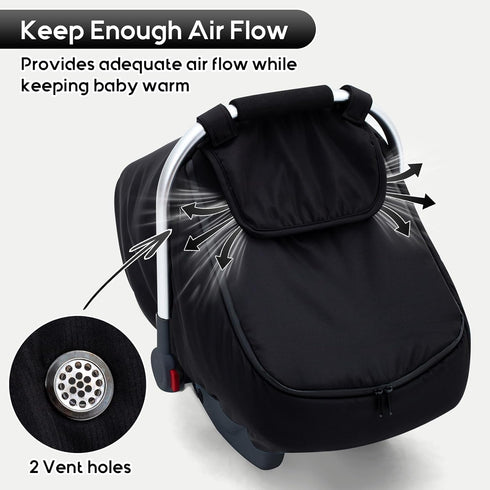 Winter Baby Car Seat Cover, Infant Car Seat Cover with Thickened Fleece Lined, Warm Carseat Covers with Side Breathable