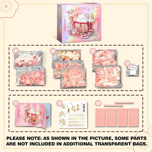 Set, 868Pcs Lucky Cat Building Block Compatible with Lego Cat, Cute Fortune Cat with Flowers Building Blocks, Christmas