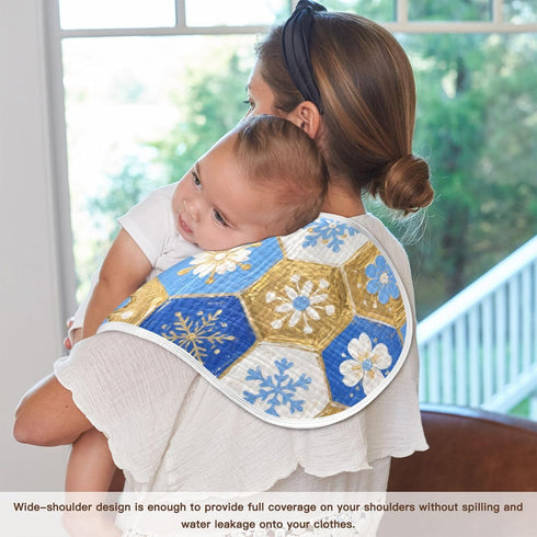 tplaotee 22x11in Merry Christmas with Blue and Gold Snowflakes Cotton Neutral Burp Cloths Good Absorbent? Baby wash
