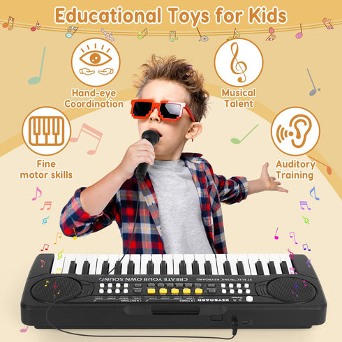 Kids Keyboard Piano - 37 Keys Portable Electronic Piano for Beginners - Educational Musical Toy for 3-8 Year Olds