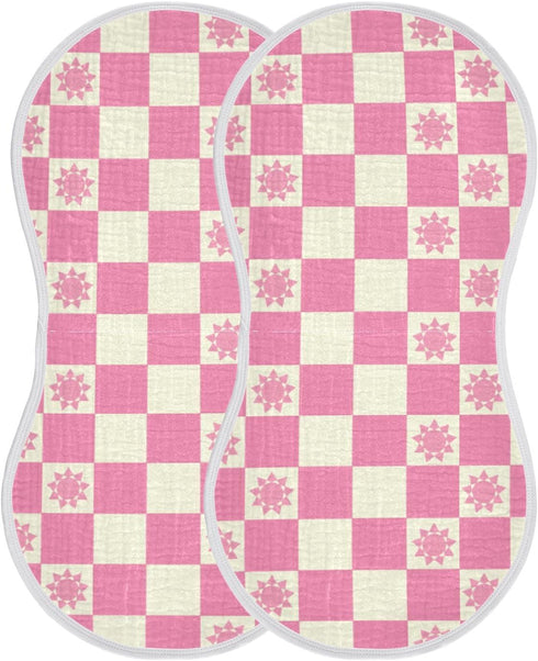 tplaotee 22x11in Peach Sun Checker Plaid Pattern Cotton burping Cloth Easy Care Baby wash Cloth for Unisex boy and Girl