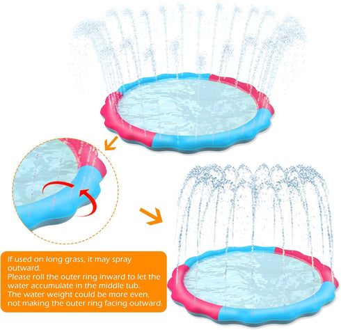 Kids Dog Splash Pad Sprinkler, Non-Slip Splash Pool for Summer Outdoor Water Fun, 59"R for Small Medium Large Dogs