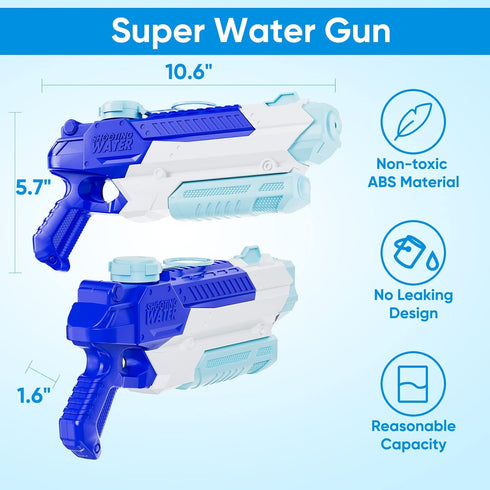 WOLKEK 4 Pack 400CC Swimming Summer Water Guns for Kids Adults, Long Range High Capacity Squirt Guns Toy, Pool Toys
