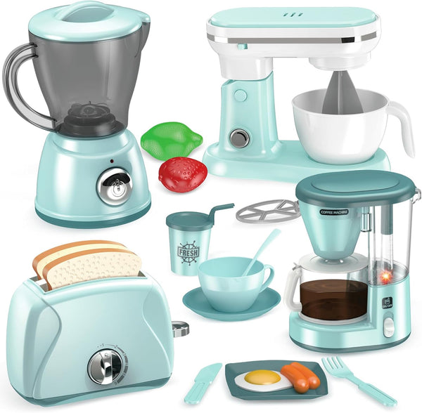 Shemira Play Kitchen Accessories, Play Kitchen Appliances Toy Set with Coffee Maker,