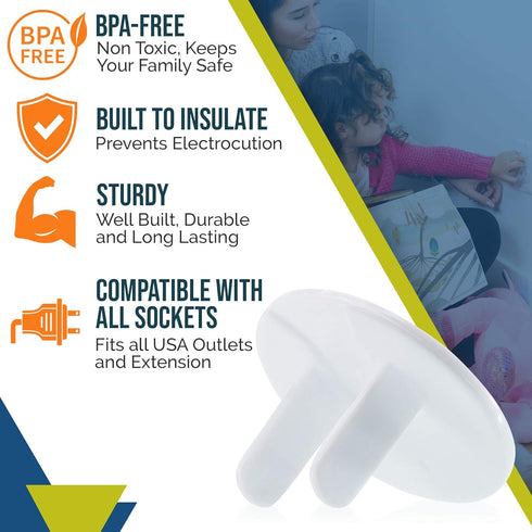 Outlet Covers Baby Proofing (50 Pack) - Safe & Secure Electric Plug Protectors for Home & Office