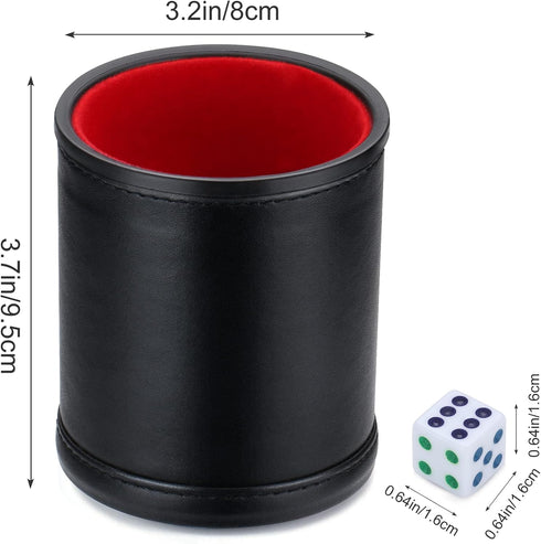 Delta-shop Felt Lined Professional Dice Cup - Quiet with 6 Dice for Yahtzee Game