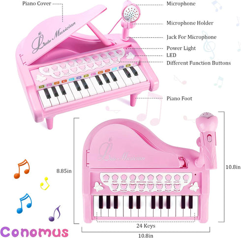 Girls-1 2 3 -24 Piano Keyboard Toy for Year Old Girls First Birthday Gift Keys Toddler Piano Multifunctional Musical