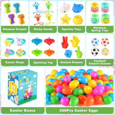 200 Pack Gloween Prefilled Easter Eggs with Assorted Toys, Easter Surprise Eggs for Easter Basket Stuffers/Fillers