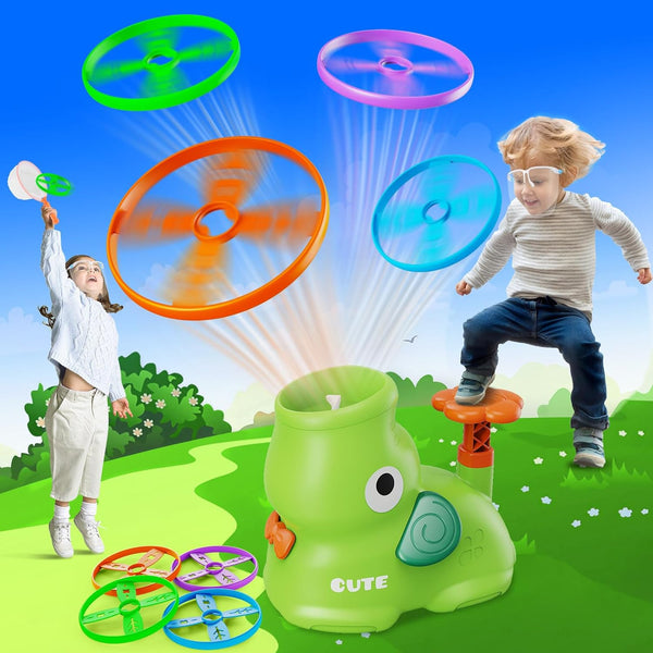 Outdoor Stomp Flying Disc Launcher Toys - Kids Ages 3-10 - Elephant Butterfly Catching Game for Outdoor Birthday