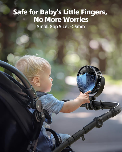 5000mAh 3-Speed 360 Koonie Portable Stroller Fan - Battery Operated, Flexible Clip-on Tripod, Rotate Flexible TripodUSB