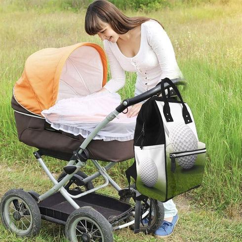 OUSIKA Backpack Daypacks Golf Ball Print Diaper Bag Multifunction Laptop Travel Large Nappy Bag, Black, One Size