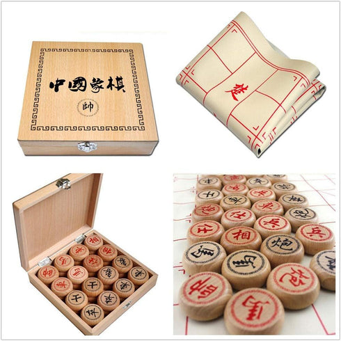 GoodPlay Beechwood Chinese Chess Set - Xiangqi Travel Game with Wooden Box