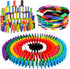 BigOtters Super Domino Blocks - 360PCS Bulk Kit, 12 Colorful Wooden Domino Blocks Educational Racing Game