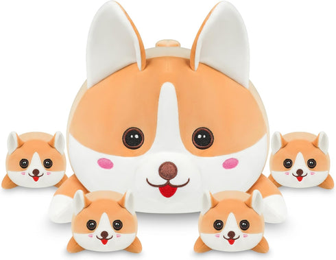 17" Mommy 4 Set, Corgi Plush, Soft Stuffed Animal Dog Pillow Toy, Corgi with Baby Puppy Family Cute Birthday Gift