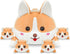 17" Mommy 4 Set, Corgi Plush, Soft Stuffed Animal Dog Pillow Toy, Corgi with Baby Puppy Family Cute Birthday Gift