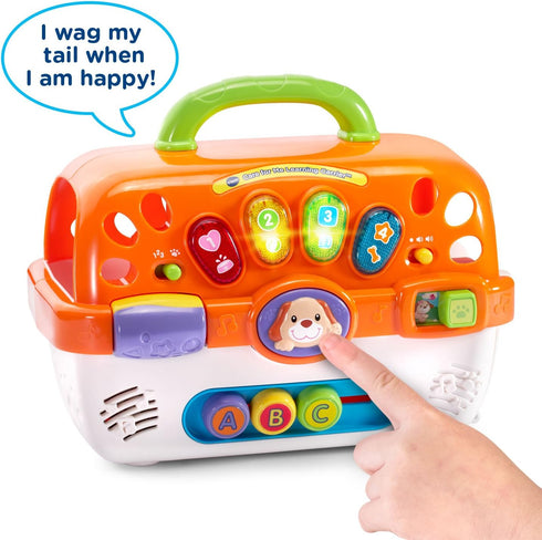 VTech Orange Care for Me Learning Carrier Toy with Plush Puppy