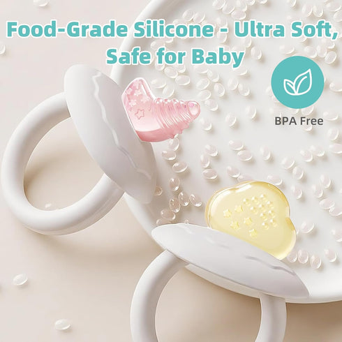 Set, 0+ Months2Pcs Set BumbleBee Soft Silicone Teething Toys Easy to Hold Toy for Baby Teething Relief Soothes Sore