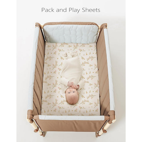 100% Pack Pack Konssy Muslin Mini Crib Sheets, Soft Cotton and Play Sheets for N Play Mattress, Playard Baby Crib