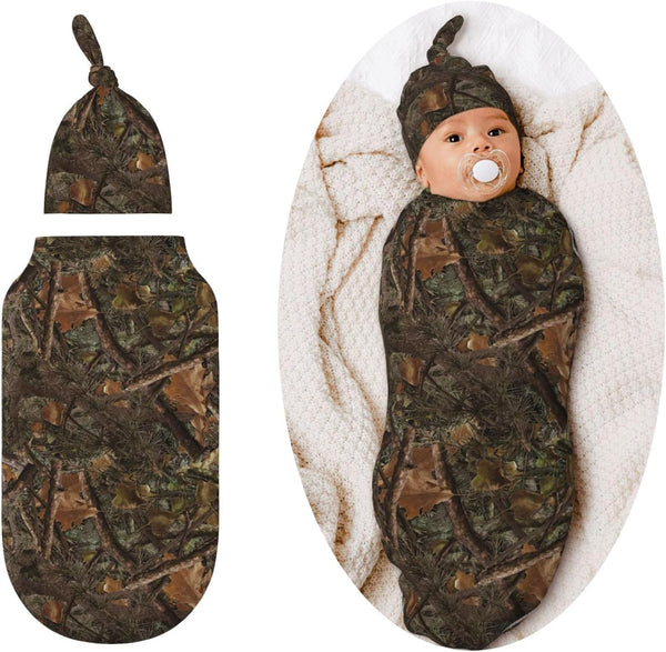 Camo Newborn Swaddle Blankets, Soft Baby Receiving Wrap Sleeping Sack for Boys & Girls