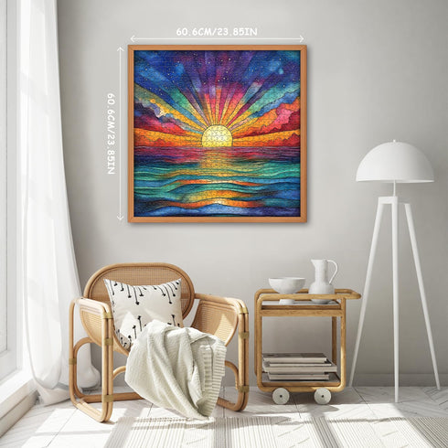 PICKFORU 1000 Sunset Impossible Puzzle for Adults Pieces, Ocean Puzzles with Colorful Rainbow Gradient, Magic Nature