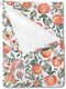 Peach Baby Blankets for Boy Girl, Vintage Peach Fruit Floral Leaves Flannel Soft Swaddle, 30x40