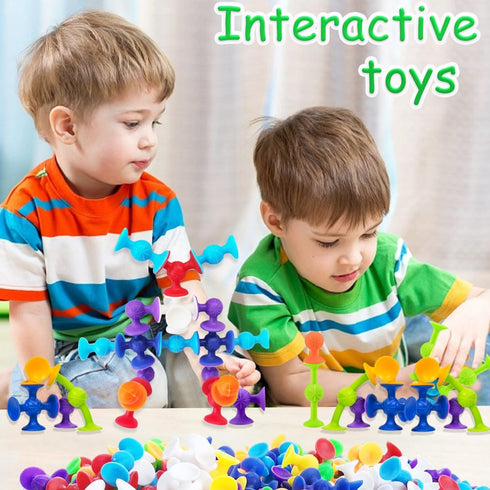 68 Set 3-8 Piece Suction Cup Toys Bath Toys, Construction Silicone Building Blocks Stocking Stuffers DIY Blocks Sucker