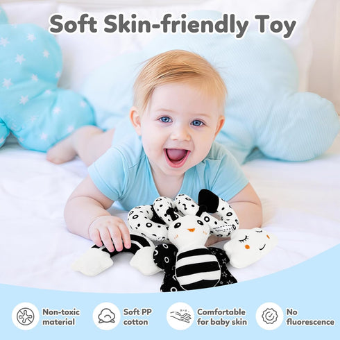 0-6 0 3 6 9 Car Seat Toy,Stroller Toys,Car Seat Toys for Babies months Boy Girl,Spiral Hanging Stroller Black and White